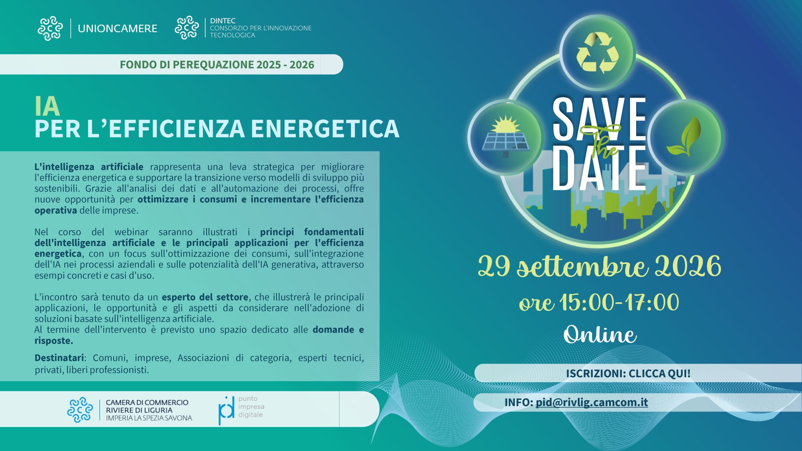 Locandina evento IA per l'efficienza energetica